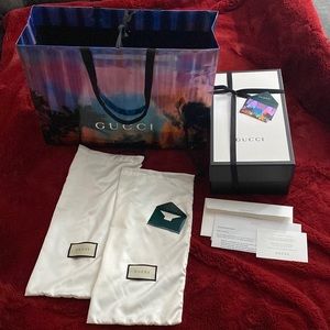 Authentic Gucci gift bag, empty sandal box with dust bags